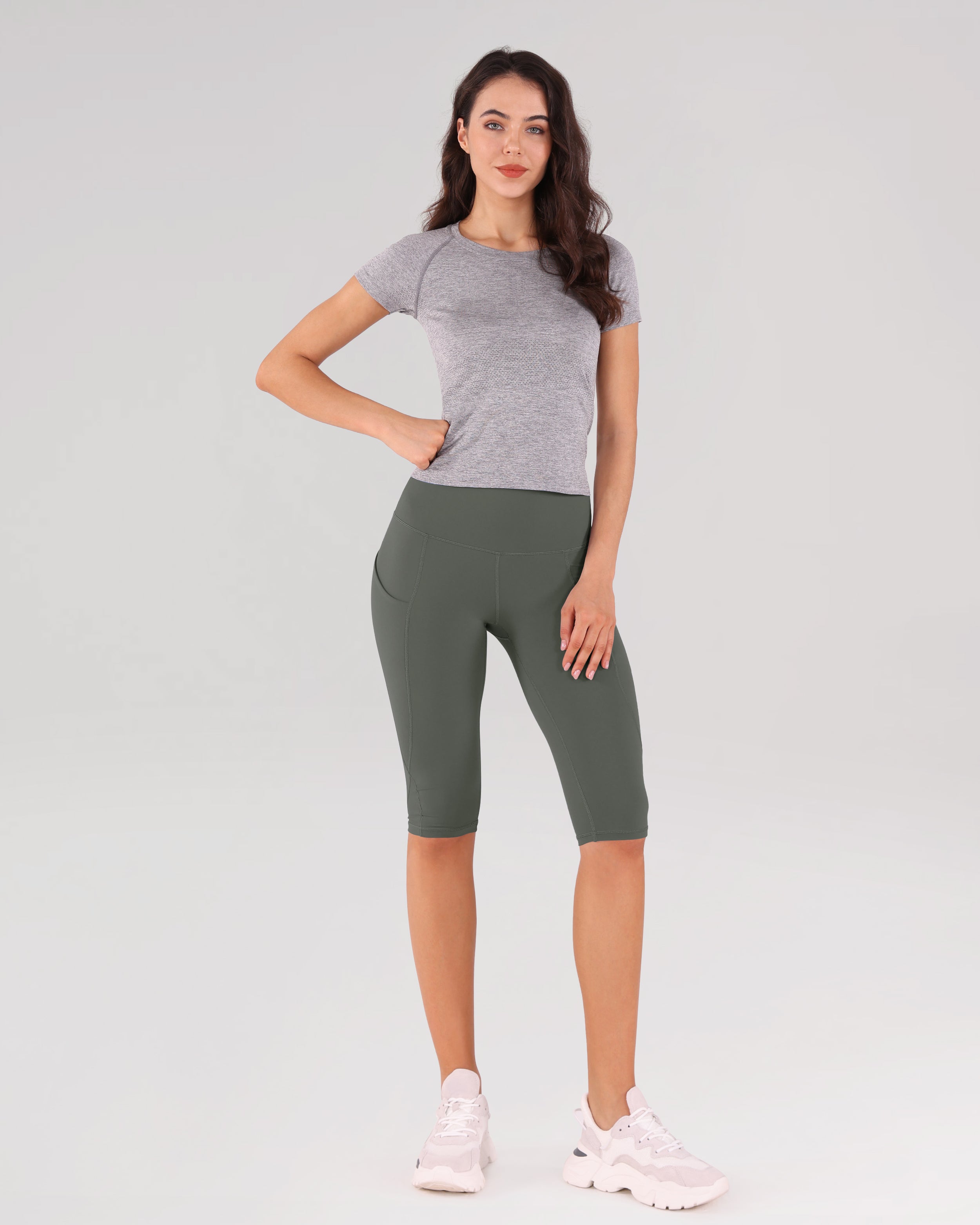 Gray cropped leggings best sale