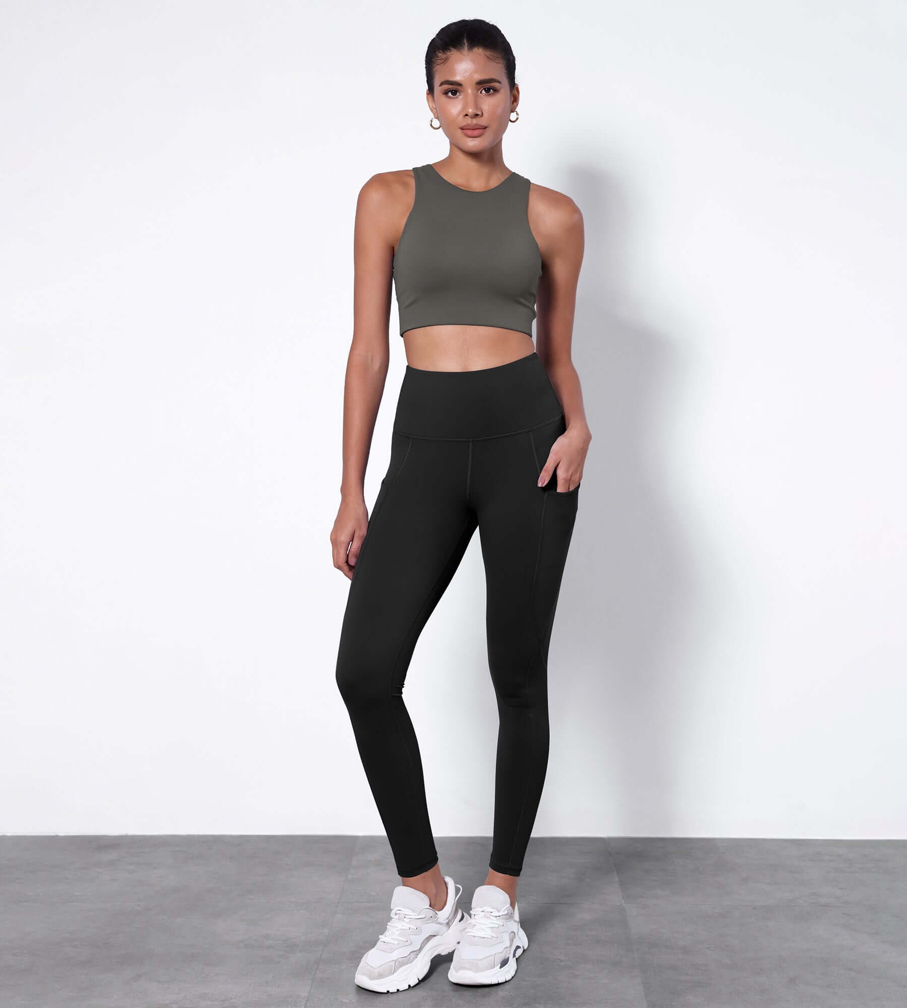 25” High Waisted Tummy Control Through Athletic Yoga Leggings with Pockets - ododos