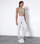 25” High Waisted Tummy Control Through Athletic Yoga Leggings with Pockets White - ododos