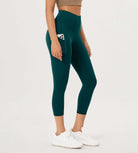 23” High Waisted Tummy Control Through Athletic Yoga Leggings with Pockets Forest Teal - ododos