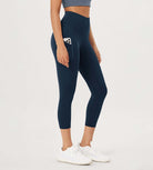 23” High Waisted Tummy Control Through Athletic Yoga Leggings with Pockets Navy - ododos