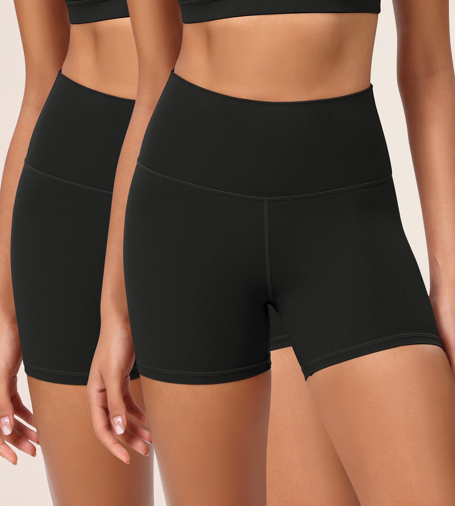 2-Pack 4" ODCLOUD Lounge Yoga High Waist Buttery Soft Biker Shorts Black+Black - ododos