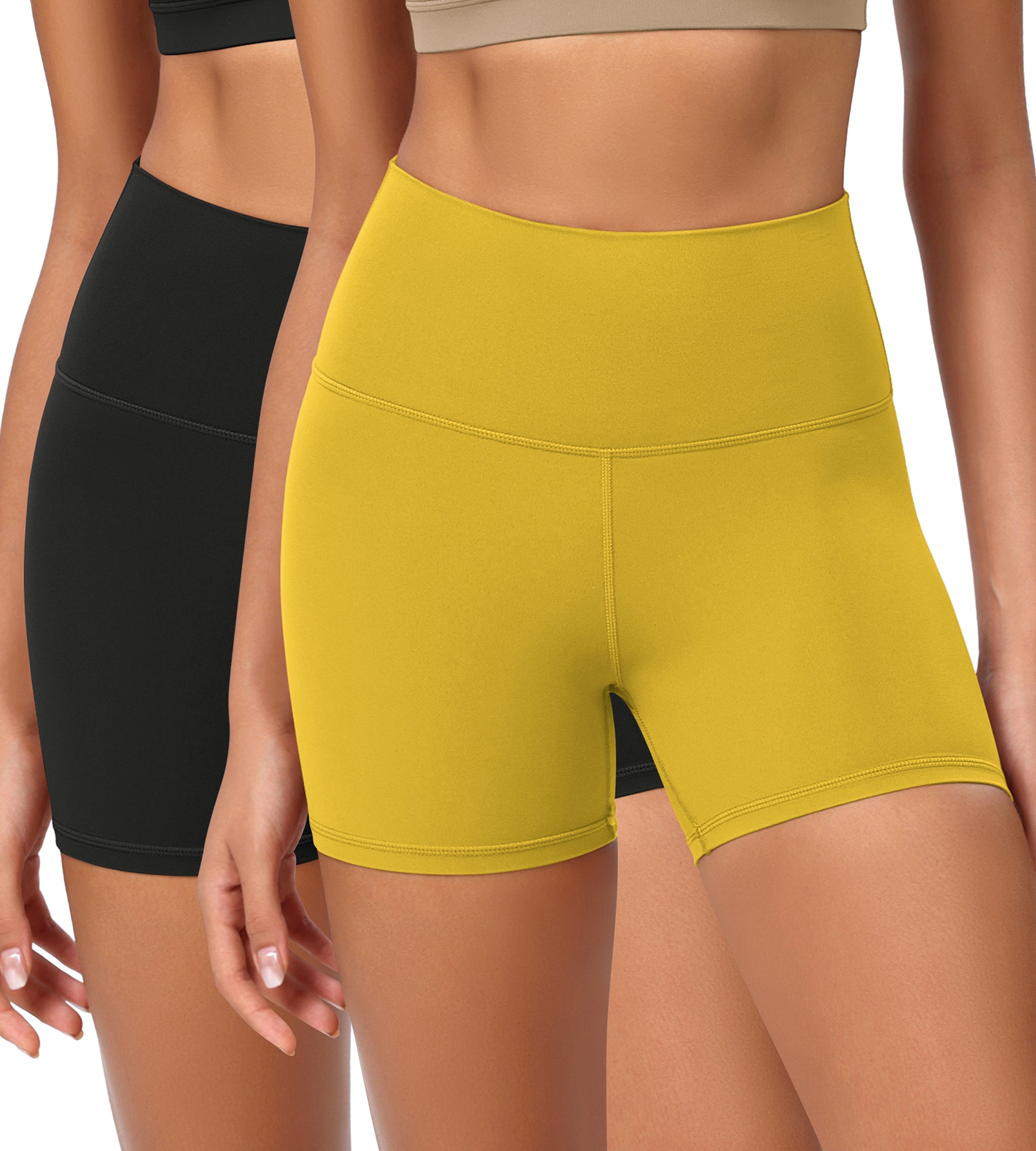 2-Pack 4" ODCLOUD Lounge Yoga High Waist Buttery Soft Biker Shorts Black+mango Mint - ododos