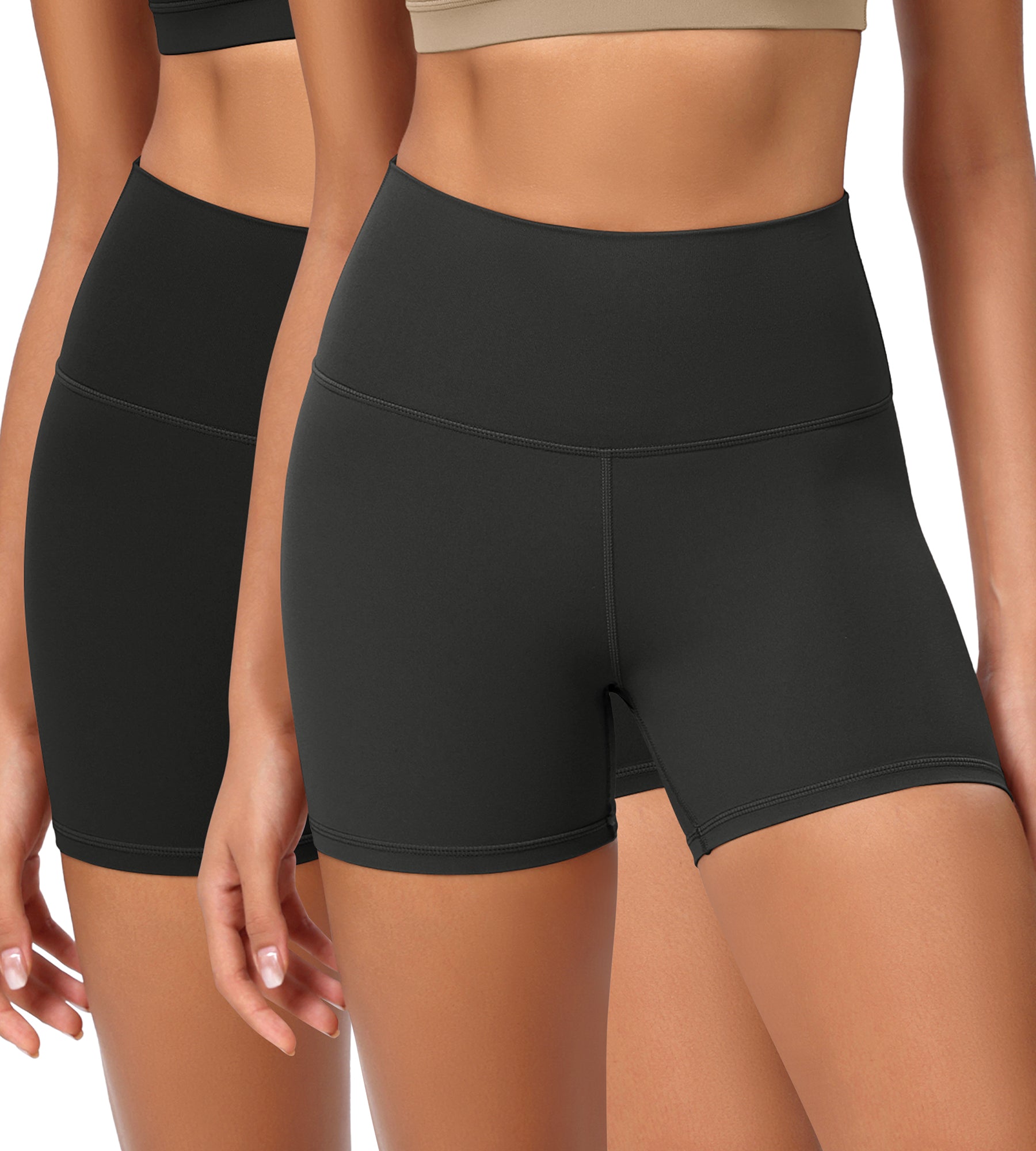 2-Pack 4" ODCLOUD Lounge Yoga High Waist Buttery Soft Biker Shorts Black+onyx Black Grey - ododos