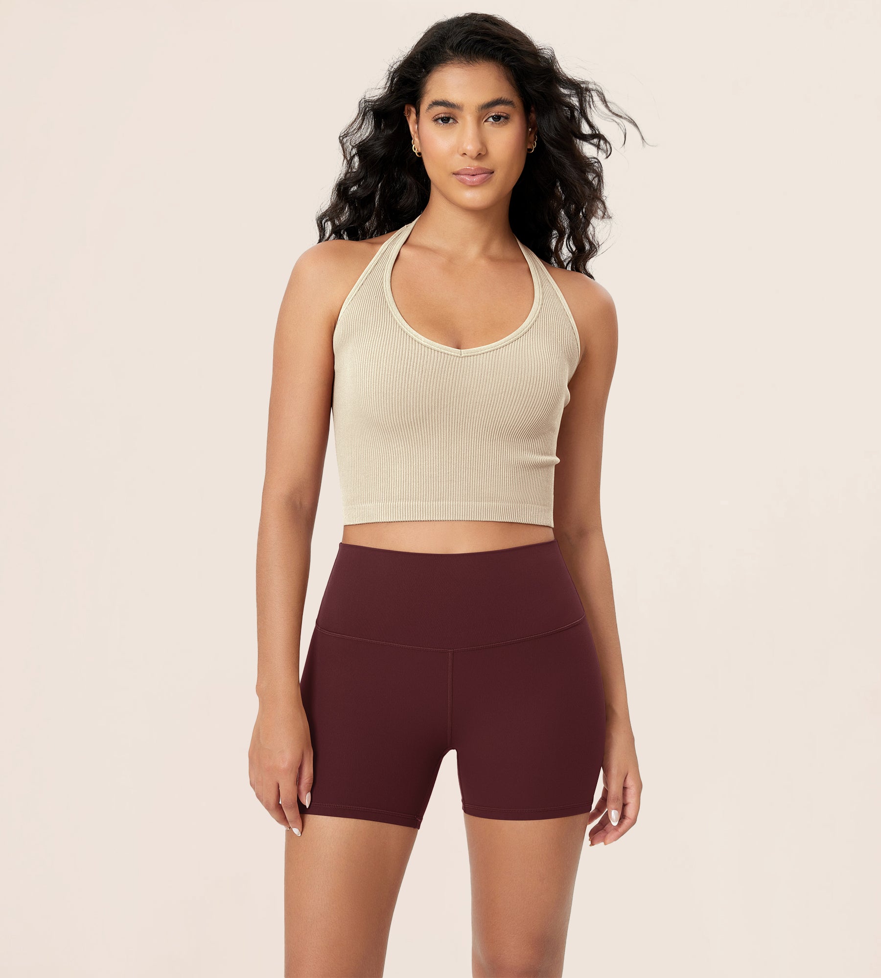 4" ODCLOUD Lounge Yoga High Waist Buttery Soft Biker Shorts Burgundy - ododos