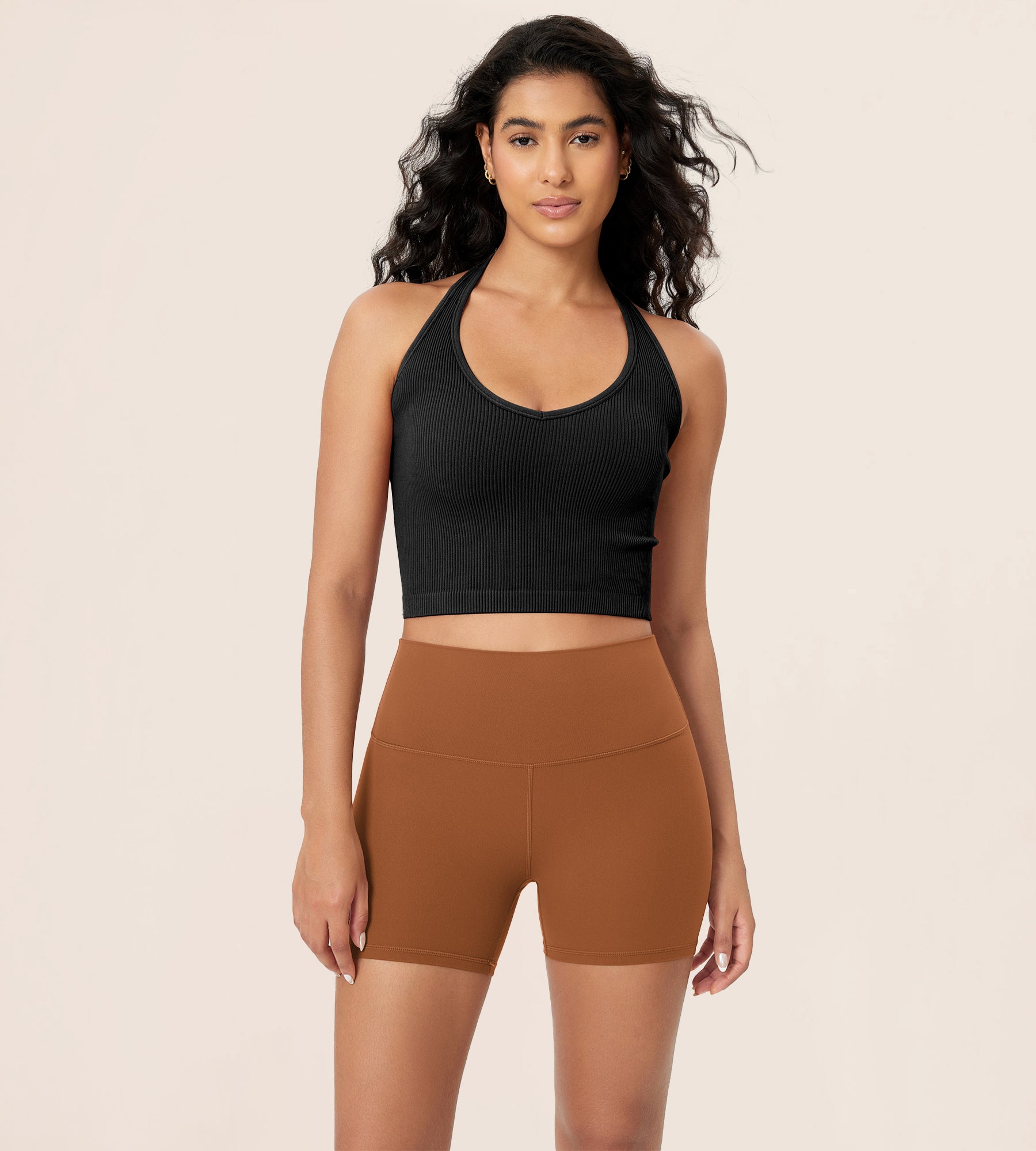 4" ODCLOUD Lounge Yoga High Waist Buttery Soft Biker Shorts Caramel - ododos