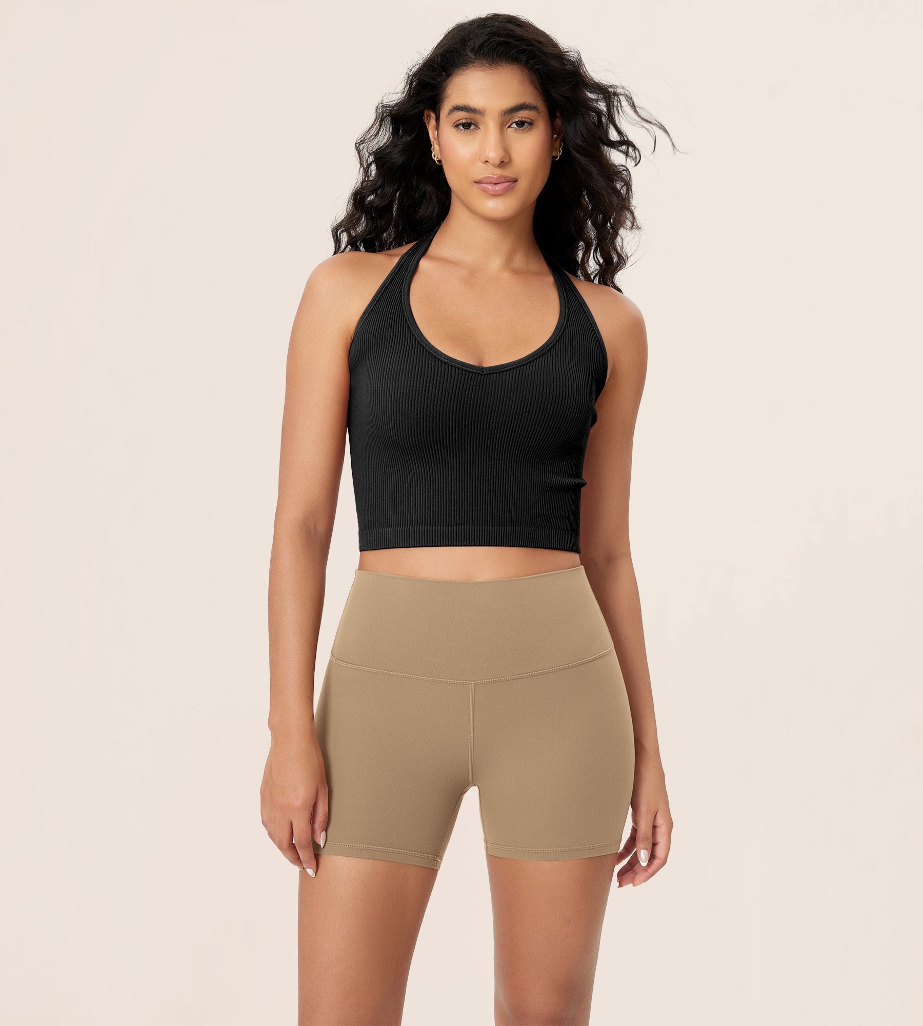 4" ODCLOUD Lounge Yoga High Waist Buttery Soft Biker Shorts Light Brown - ododos