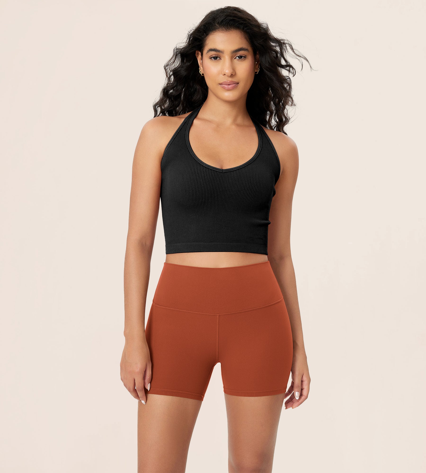 4" ODCLOUD Lounge Yoga High Waist Buttery Soft Biker Shorts Orange Rust - ododos