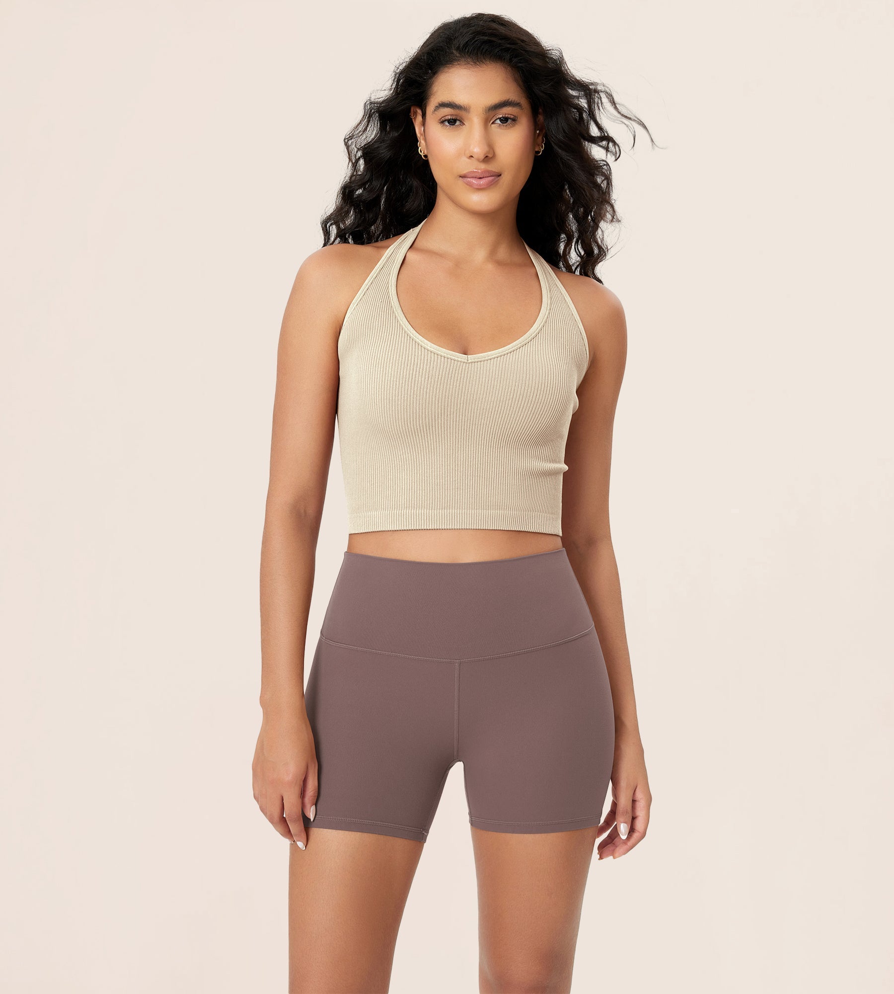 4 ODCLOUD Lounge Yoga High Waist Buttery Soft Biker Shorts Purple Taupe - ododos