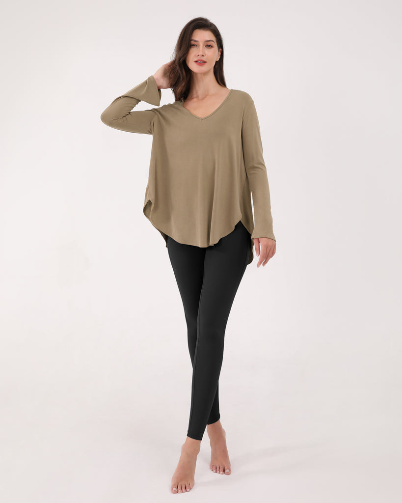 ODODOS Loose Fit Long Sleeve V Neck Tops – ododos