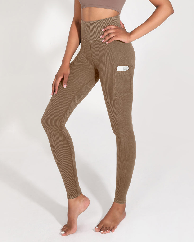 High Waisted Sculpting Ribbed Leggings