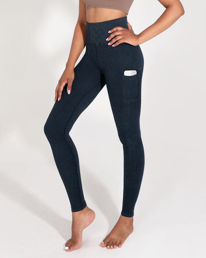 High Waist Ribbed Yoga Legging with Pockets in 2023