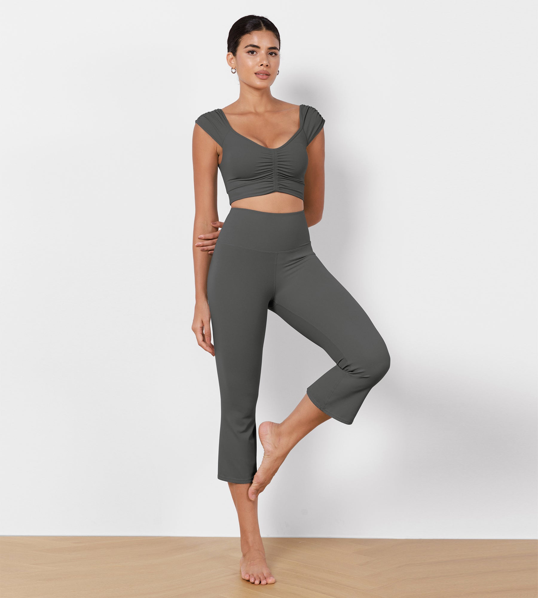 High Waisted Split Hem Bootcut Yoga Pants ododos